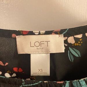 LOFT Floral Print blouse- Black and Multicolor